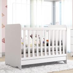 Berço Mini Cama Padrão Americano 100% MDF 3 em 1 Ben Móveis Peroba Branco Brilho