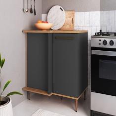 Balcão de Canto 1 Porta Isabelle Freijó/Grafite