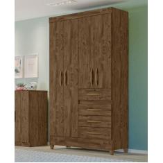 Guarda Roupa Solteiro Moval Sobral Castanho Wood 4 Portas 4 Gavetas