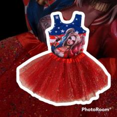 Fantasia Arlequina Linda infantil do 2 ao 10 Body e Saia de tule - Fan