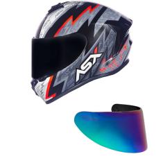 Capacete ASX Draken Thunder Preto Vermelho e Cinza Mais Viseira Camaleão