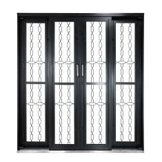 Porta De Correr De Aço 215x200cm Pantografica Grade Elo Ideal Crv Esquadrias Preto