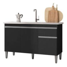 Balcão Gabinete Tatiane 120cm 3 Portas e 1 Gaveta S/Tampo - Ajl Móveis