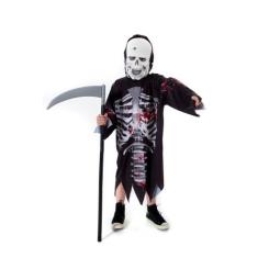 Fantasia Caveira C/ Foice Halloween Infantil Dia Das Bruxas - Fantasia