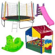 Cama Elástica Pula Pula 3,05m Resistente Piscina de Bolinhas 1,00m 500