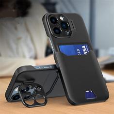 Para iPhone 14 Pro Max Suporte Invisível Slot para Cartão Capa de Telefone Para iPhone 13 11 12 Pro Max 14 Plus Lente de Metal Capa Protetora da Câmera, T1, Para iPhone 13Pro Max