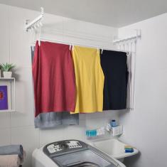 Varal de Parede e Teto Prático - 5 Varetas Individuais de 1,50 metros