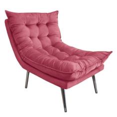 Poltrona Decorativa Tati Suede Rosa Pink - Dominic Decor