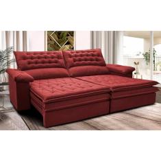 Sofá Retrátil e Reclinável 2,32m Molas Ensacadas Cama Inbox Alemanha Viscoelástico Velusoft Vermelho