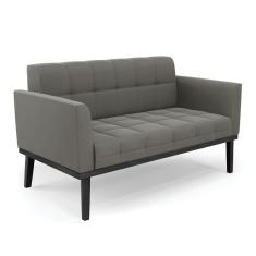 Sofá Namoradeira 2 Lugares Base de Madeira Preto Elisa Suede Grafite D03 - D`Rossi