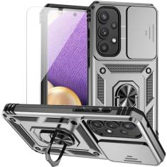 Capa para Samsung Galaxy A35 5G com capa para lente de câmera, película HD, camada dupla, nível militar, testada, anel magnético, suporte, suporte, capa protetora para celular para Samsung Galaxy A35