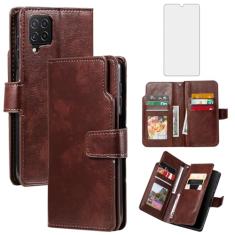 Asuwish Capa de telefone para Samsung Galaxy A22 4G 6,4 polegadas capa carteira com protetor de tela de vidro temperado flip porta-cartão de crédito suporte bolsa fólio TPU celular M32 M22 F22 A 22