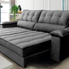 Sofá Retrátil e Reclinável 3 Lugares 270 Cm Ferrara Platinum Grafite