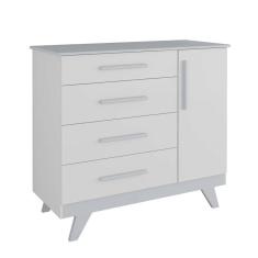 Cômoda Retrô Lisa 4 Gavetas 1 Porta Móveis Peroba