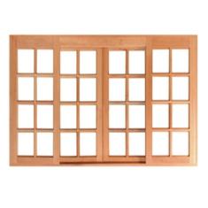 Janela de Madeira Vitro de Correr Quadriculado Reto de Cedro Arana Esq