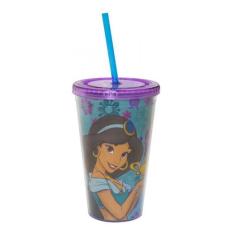 Copo Com Canudo Princesa Jasmine Aladdin 450ml Disney, Princesa Jasmin