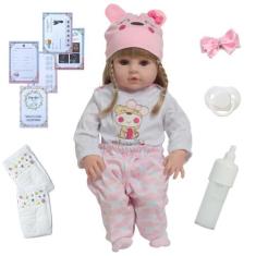 Boneca Reborn Bebê Loira Linda Corpo de Vinil Siliconado - Cegonha Reb