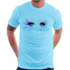 Camiseta Olhos Cores Pintura - Foca na Moda, Azul bebê, G