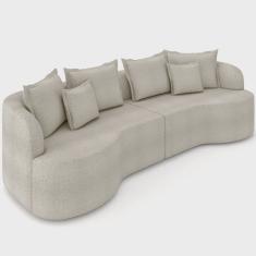 Sofá 3 Lugares Orgânico Sala De Estar Living 250cm Ekos K01 Bouclê Bege - Lyam Decor