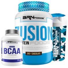 Kit Fusion Protein Foods 2kg + BCAA 450 Cápsulas + Coqueteleira 600ml 