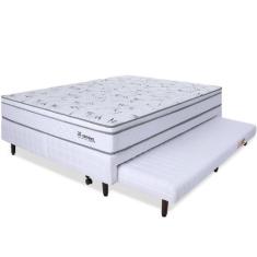 Cama Box Casal Com Cama Auxiliar + Colchão Molas Ensacadas Com Pillow 