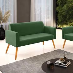 Sofá Namoradeira Pés Palito Castanho Marisa Suede - DRossi, Verde