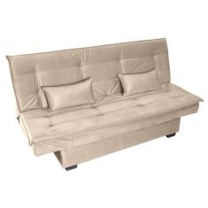 sofá-cama 3 lugares esmeralda veludo light bege