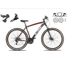   Bicicleta aro 29 Ksw Xlt 24v Câmbios Shimano Freios Hidráulicos Garfo com Suspensão Pneu Faixa Bege - Preto\Vermelho\Branco