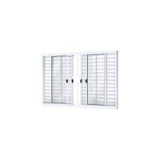 Janela Veneziana de Correr Central 6 Folhas com Grade Alumínio 100cmx120cm Riobras Branco