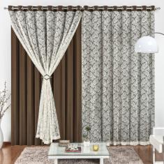 Cortina 3 Mts Sala Quarto Malha Renda Para Varão Baratissima Tabaco