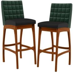 Kit 02 Banquetas Altas Cozinha B04 Verde Musgo Preto