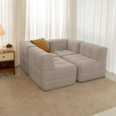 sofá guldi popup com 2 módulos canto e 2 centrais linho cru