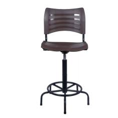 Cadeira iso caixas alta com base de ferro  fixa para balcao recepçao mercado marrom