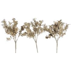 Kit 3 Folhagem De Natal Champanhe Enfeite De Natal Galho Z