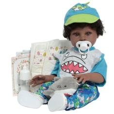 Boneco Bebê Reborn Menino Tubarãozinho Com Kit Itens - Cegonha Reborn 