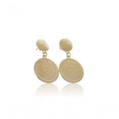 Brinco Médio Medalha Pai Nosso Folheado [f027]