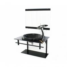 Gabinete de Vidro Para Banheiro Ap 60cm com Cuba Chapéu