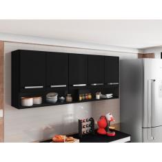 Armario Suspenso para Cozinha 4 Portas Preto Filipinas Bela Casa