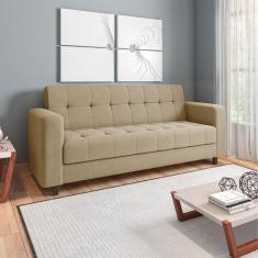 Sofá 03 Lugares Arezzo Suede Marrom Rato Pés Chanfrado Tabaco D01 - D'