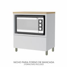 Balcão Forno 1 Gavetas Marquesa 80cm 100 MDF - Nesher, Branca / Nature