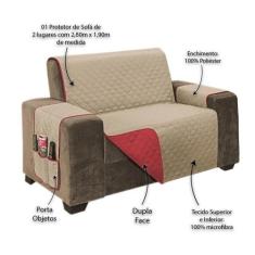 Protetor Impermeável para Sofá de 2 Lugares King - MR, Kaqui/Vermelho