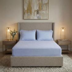 Lençol cama Casal 400 Fios 3 Peças 100% algodao com elastico - Rafalor