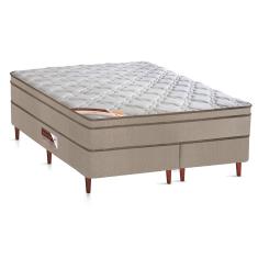 Cama Box Queen Size Castor Revolution com Molas Ensacadas 66x158x198cm – Branco/Bege