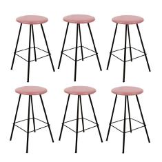 Kit 06 Banqueta Alta Loni Eiffel Preto Rose Gold