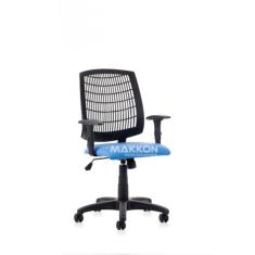 Cadeira Escritório Preta com Azul UNIQP-A - Mercadão das Cadeiras