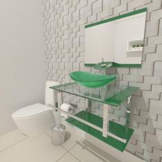 Gabinete de Vidro 60cm para Banheiro Cuba Oval - Sérvia Inox