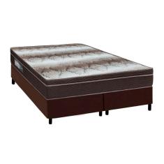 Cama Box Queen: Colchão Ortopédico Ortobom Light + Base CRC Courano Brown(158x198)