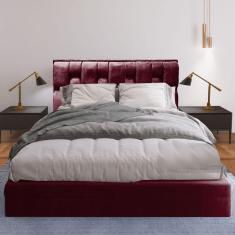 Cabeceira Cama Box Cherie Suede Moderna 90 Bordo