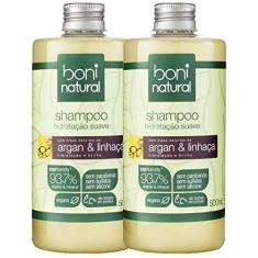 Kit Shampoo Boni Natural Argan e Linhaça 500ml com 2 unidades