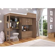 CAMA ALTA MULTIFUNCIONAL COM BAÚ E ESTAÇÃO DE TRABALHO 80 LION MONTANA